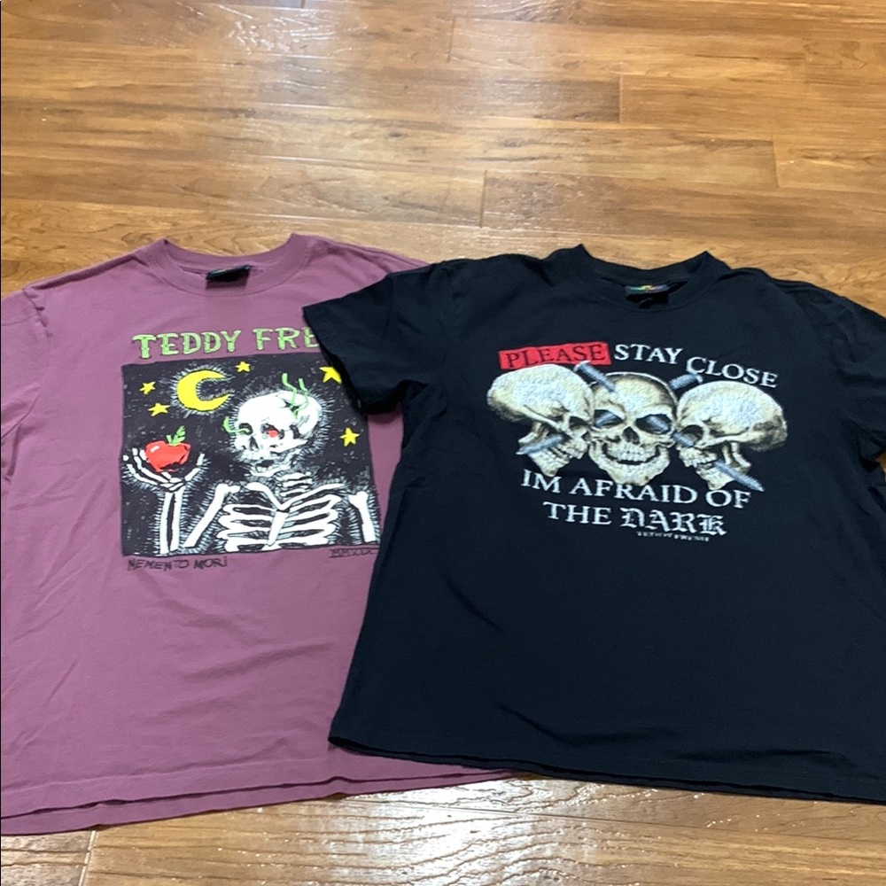 Teddy Fresh Skull "Please Stay Close" “Memento Mori” Graphic Tee Bundle
